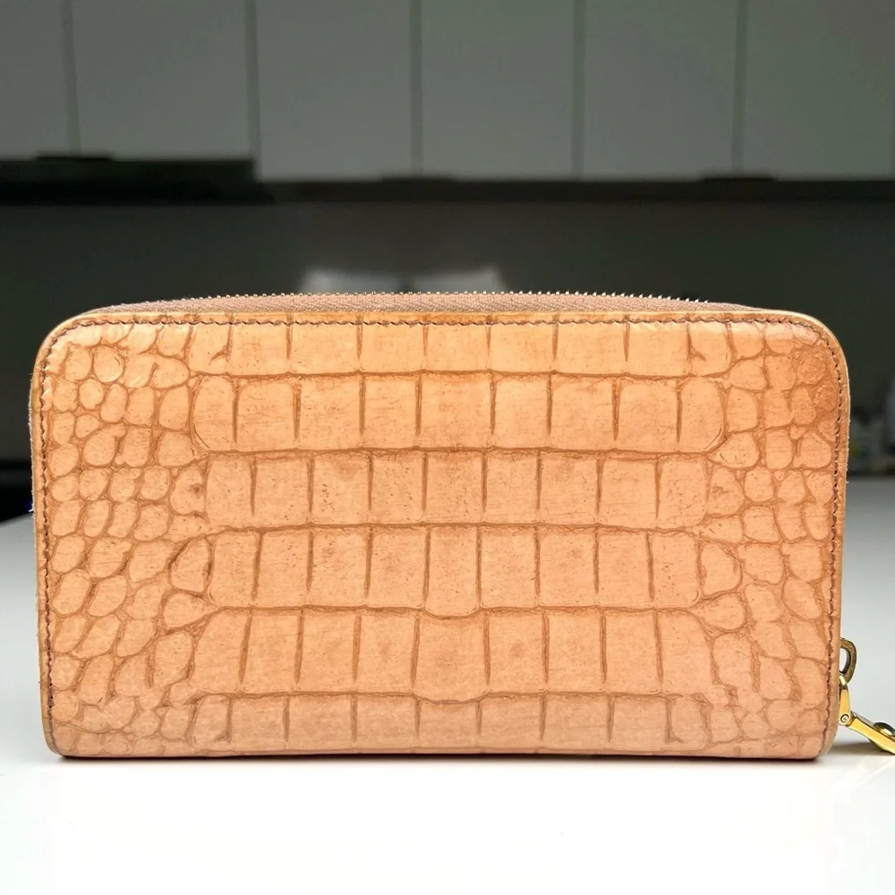 Miu Miu Pink Croc-Embossed Wallet